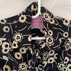 Floral Black and Cream Blouse
